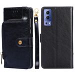 Per Vivo Y72 5G / IQOO Z3 Zipper Bag PU + TPU Custodia in pelle flip orizzontale con supporto e carta Slot & Portafoglio e cordino (nero)