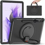 Per Samsung Galaxy Tab S8 + / TAB S8 PLUS / TAB S7 FE / TAB S7 + / S7 FE / TAB S7 + / S7 FE 12,4 pollici T970 TPU antiurto TPU + custodia protettiva per PC con rotazione a 360 gradi Pieghevole con manico Pieghevole PORTATORE Holder & Pen Slot (nero)
