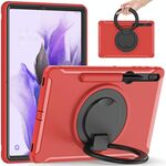 Per Samsung Galaxy Tab S8 + / Tab S8 Plus / TAB S7 FE / TAB S7 + / S7 FE / TAB S7 + / S7 FE 12,4 pollici T970 TPU antiurto TPU + custodia protettiva per PC con rotazione a 360 gradi Pieghevole maniglia pieghevole Holder & Slot (rosso)