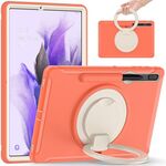 Per Samsung Galaxy Tab S8 + / TAB S8 Plus / TAB S7 FE / TAB S7 + / S7 FE / TAB S7 + / S7 FE 12,4 pollici T970 TPU antiurto TPU + custodia protettiva per PC con rotazione a 360 gradi Pieghevole con manico Pieghevole Holder & Pen Slot (Corallo vivente)