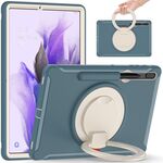 Per Samsung Galaxy Tab S8 + / TAB S8 PLUS / TAB S7 FE / TAB S7 + / S7 FE / TAB S7 + / S7 FE 12,4 pollici T970 TPU antiurto TPU + custodia protettiva per PC con rotazione a 360 gradi Pieghevole con impugnatura con supporto per impugnatura e slot da penna (