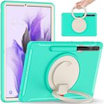 Per Samsung Galaxy Tab S8 + / TAB S8 PLUS / TAB S7 FE / TAB S7 + / S7 FE / TAB S7 + / S7 FE 12,4 pollici T970 TPU antiurto TPU + custodia protettiva per PC con rotazione a 360 gradi Pieghevole con manico Pieghevole porta con impugnatura e slot a penna (ve