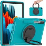 Per Samsung Galaxy Tab S8 / GALAXY TAB S7 870 Custodia protettiva in TPU + PC antiurto con rotazione a 360 gradi Pieghevole con manico Pieghevole con supporto per impugnatura e slot a penna (blu)