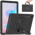 Per Samsung Galaxy Tab S6 T860 Custodia protettiva TPU + PC T860 con rotazione a 360 gradi Pieghevole Pieghevole Grip Holder & Pen Slot (nero)