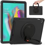 Per Samsung Galaxy Tab S5E 10.5 pollici T720 2019 TPU antiurto TPU + custodia protettiva per PC con rotazione a 360 gradi Pieghevole con impugnatura con supporto per impugnatura e slot a penna (nero)