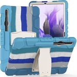 Per Samsung Galaxy Tab S7 + / Tab S7 FE / TAB S8 + Telaio schermo di protezione a 3 strati + PC + Cassa combinata in silicone con supporto (blu colorato)