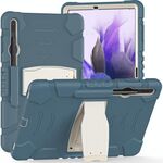 Per Samsung Galaxy Tab S7 + / TAB S7 FE / TAB S8 + Telaio schermo di protezione a 3 strati + PC + Cassa combinata in silicone con supporto (fiordaliso blu)