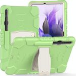 Per Samsung Galaxy Tab S7 + / Tab S7 FE / TAB S8 + Telaio schermo di protezione a 3 strati + PC + Cassa combinata in silicone con supporto (Green Matcha)