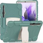 Per Samsung Galaxy Tab S7 + / Tab S7 FE / TAB S8 + Telaio schermo di protezione a 3 strati + PC + Cassa combinata in silicone con supporto (verde smeraldo)