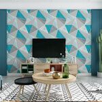 Home Geometric Wallpaper Deerskin Velvet Wallpaper non autoadesiva Sfondo addensato, Dimensioni: 53x1000 cm (lago blu)