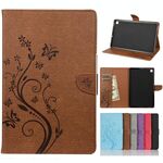 Per Samsung Galaxy Tab S6 Lite / P610 Butterfly Flower Embossing Pattern Cassa in pelle flip orizzontale con supporto e slot per schede e portafoglio (Brown)