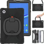 Per Lenovo Tab M10 Plus Custodia protettiva in silicone + PC con supporto e tracolla (nero)