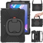 Per Samsung Galaxy Tab Tab Active Pro Silicone + custodia protettiva PC con supporto e tracolla (nero)