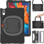 Per Lenovo Tab P11 Pro Custodia protettiva in silicone + PC da 11,5 pollici con supporto e tracolla (nero)