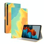 Per Samsung Galaxy Tab S8 + / TAB S8 Plus / TAB S7 FE / TAB S7 + 12,4 pollici T970 / T976B Tensione T970 / T976B Tensione ACQUETTORE ACQUATORE SENTIRE SENTIONE MAGNETICO Horizontal flip custodia in pelle PU con titolare e schede slot e fotogrammi (foglie
