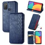 Per Alcatel 1s 2021 Griglia cubica pressata in flip orizzontale flip magnetico custodia in pelle PU con supporto e carta Slot & Portafoglio (blu)