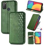 Per Alcatel 1s 2021 Griglia cubica pressata in flip orizzontale flip custodia in pelle magnetica con supporto e carte slot e portafoglio (verde)