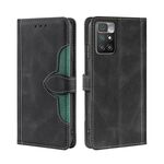 Per Xiaomi Redmi 10 Skin Feel Cappello da paglia Cappello Magnetico Fibbia MAGNETICA Custodia in pelle PU con supporto e carta Slot & Portafoglio (nero)