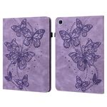 Per Samsung Galaxy Tab S6 Lite P610 / P615 Pattern a farfalla in rilievo in rilievo in pelle orizzontale in pelle flip in pelle (viola)