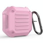 Per Samsung Galaxy Boccioli vivi / Boccioli 2 / Boccioli Pro Aurbarmo antiurto in fibra di carbonio Cassa protettiva per auricolari con gancio (rosa)