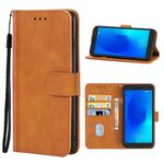 Cassa del telefono in pelle per Alcatel 1/1 2019 e 2021 / Vodafone Smart E9 (Brown)