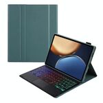 AHV7-as Lambskin Texture Tre-Color Retroilluminazione Bluetooth Tablet Case con tablet in pelle con touchpad per Honor Tablet V7 Pro (verde scuro)