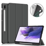 Per Samsung Galaxy TAB S7 FE 12.4 Custodia in pelle flip orizzontale TPU a colori solido con supporto a 3 volte e funzione Sleep / Wake-up (grigio)