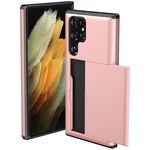 Per Samsung Galaxy S22 Ultra 5G Caso di armatura antiurto antiurto con slot per schede (rosa)