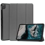 Per Nokia T20 Tre-Pieghevole Titolare custer Struttura in pelle Tablet Case (grigio)