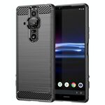Per Sony Xperia Pro-I Spazzolato Custodia in fibra di carbonio in fibra di carbonio TPU (nero)