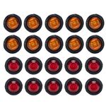 A5014 20 in 1 Red + Amber Light Truck Trailer LED rotondo lampada da marcatura laterale