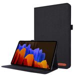 Per Samsung Galaxy Tab S8 Ultra orizzontale Flip Tessuto in tessuto in pelle con tavoletta con slot per schede e supporto (nero)