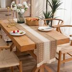 Runner da tavolo con rombi a righe e nappe color block in cotone e lino, dimensioni: 30x50 cm (cotone medio)