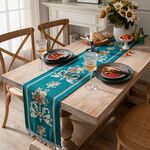 Home Vintage Flower Cheniglia Perline Tavolo Runner, Dimensioni: 32x270cm (inchiostro verde)