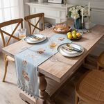 Home Vintage Flower Cheniglia Perline Tavolo Runner, Dimensioni: 32x260cm (Azzurro)