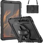 Per Samsung Galaxy Tab S8 + 12,4 pollici SM-X800 Silicone + PC Tablet Case con tracolla (nero)
