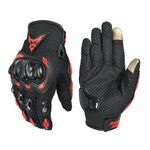 MotoCentric 13-MC-010 Guanti traspiranti moto touch screen, Specifica: M (rosso)