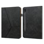 Per Samsung Galaxy Tab S7 + T970 / S7 FE T730 Custodia in cuoio a righe a righe in rilievo (nero)