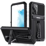 Per Samsung Galaxy S22 + 5G Custodia per telefono con armatura a tripla prova con supporto (nero)