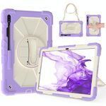 Per Samsung Galaxy Tab S8 + 12,4 pollici SM-X800 / SM-X806 Colore a contrasto Robot Silicone in silicone + PC Tablet Case (Lotus Root Purple Beige)