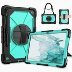 Per Samsung Galaxy Tab S8 + 12,4 pollici SM-X800 / SM-X806 Contrasto Colore Robot Antifondo antiurto + Caso compressa PC (nero + AQUA)