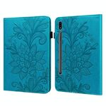 Custodia per tablet in pelle in pelle di pizzo fiore per Samsung Galaxy Tab S8 (blu)