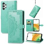 Per Samsung Galaxy A13 4G Mandala Flower Embossed Custodia in pelle con rilievo (verde)