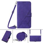 Per Samsung Galaxy S21 + 5G Crossbody 3D con cuoio in pelle flip in rilievo (viola)