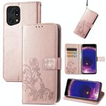 Per OPPO Trova X5 Cassa del telefono in pelle con fibbia in rilievo in rilievo a quattro foglie (oro rosa)