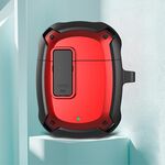 Custodia protettiva per auricolari con interruttore e gancio per Google Pixel Buds 2 (nero rosso)