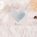 100 pezzi A368 a forma di cuore grazie cartolina d'auguri (azzurro)