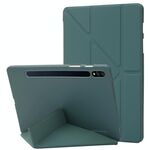 Per Samsung Galaxy Tab S8+ / S7+ Custodia in pelle silicone deformazione (verde scuro)
