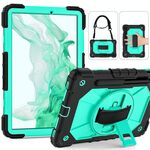 Per Samsung Galaxy Tab S8 / Tab S7 Contrast Color Robot Silicone + PC Tablet Case (Black + Aqua)