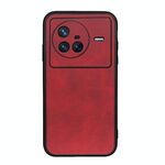 Per Vivo X80 Case telefonico per texture a vitello a due colori (rosso)